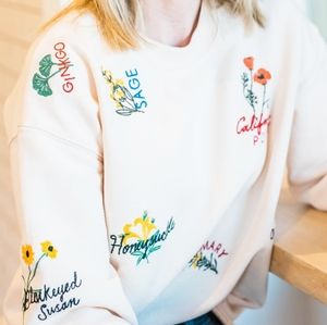 RARE Madewell Botanical Floral Embroidered Sweater